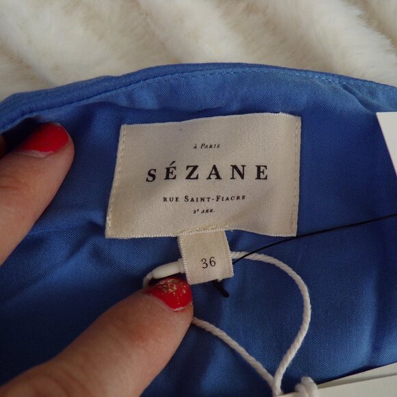 NWT Sezane blue Feminine Midi Dress 36 - Picture 6 of 8